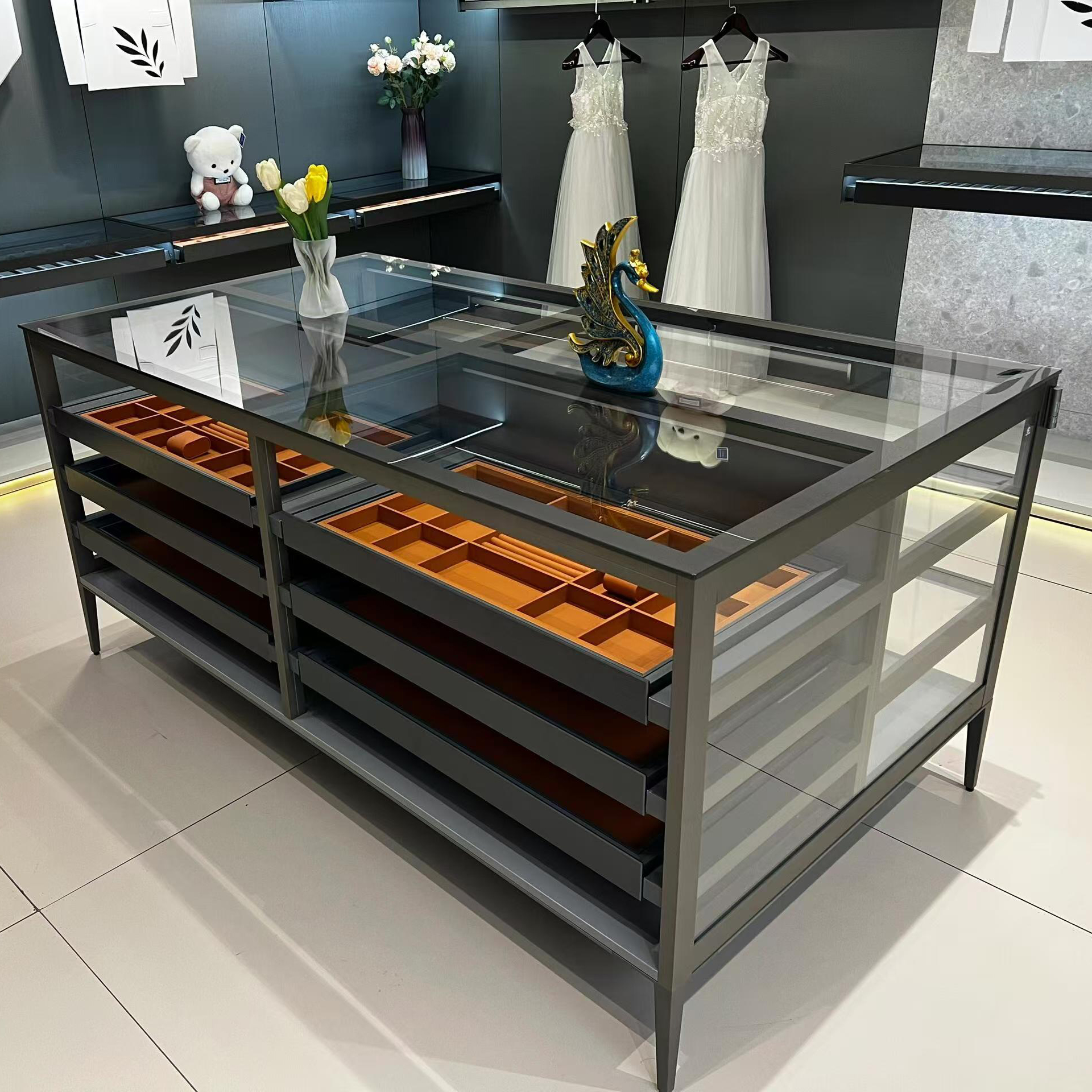 Stainless Steel Glass Dispaly Cabinet
